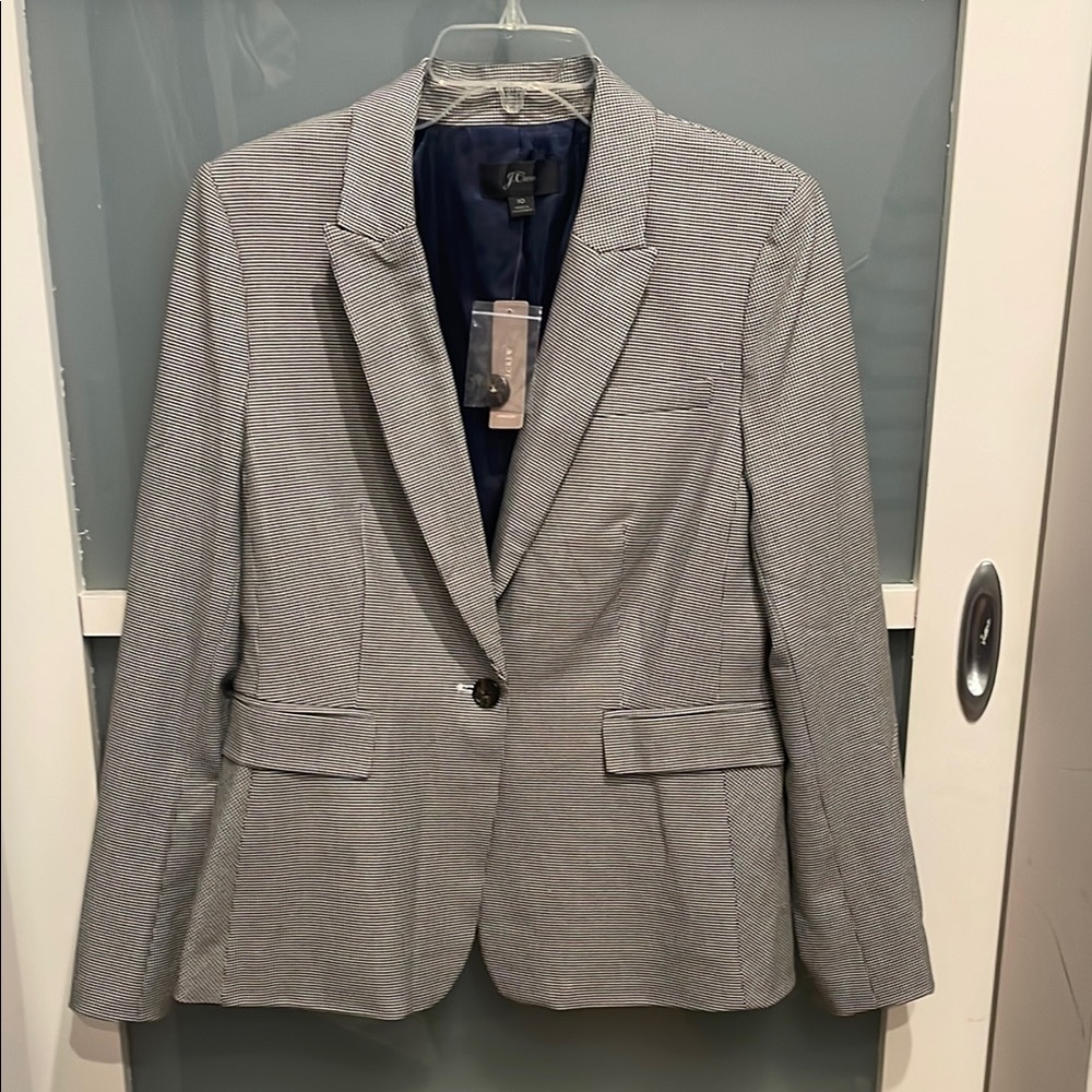 J. Crew Black and White Tailored Blazer Jacket for Work, 10, NWT